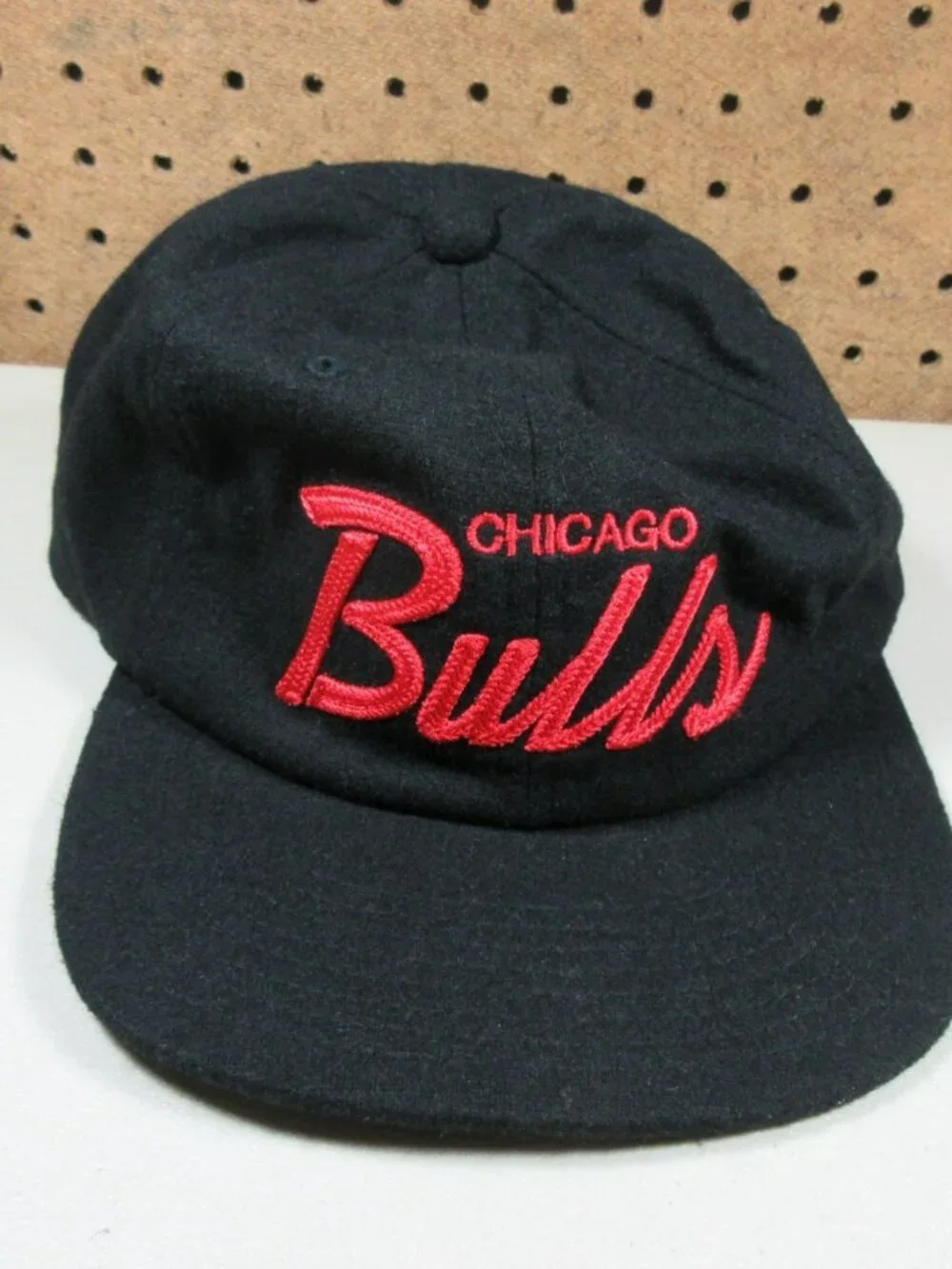 Mitchell & Ness mens black Chicago Bulls Wool leather strapback NBA HWC NWT